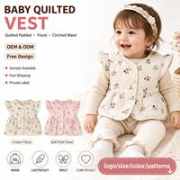 Chaleco Acolchado para Bebé Estilo Francés Chic, Estampado Floral, Cálido, con Cintura Ajustada, Elegante, Conjunto de Chaleco para Niños