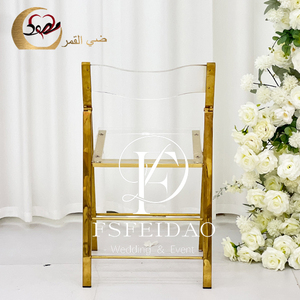 Chaise pliante moderne en acrylique pour salle à manger et mariage, avec cadre en acier inoxydable et assise en plastique transparent - Product Image 5