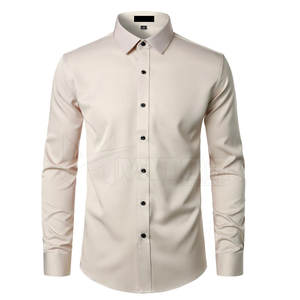 Chemises habillées de haute qualité pour hommes OEM sur mesure avec un motif uni tricoté en coton respirant meilleure vente pour le printemps - Product Image 4