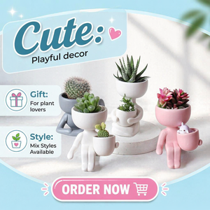 <span class=keywords><strong>Pot</strong></span> en céramique créatif style Instagram pour plantes succulentes, motif dessin animé, joli personnage, <span class=keywords><strong>pot</strong></span> <span class=keywords><strong>de</strong></span> fleurs pour cactus et succulentes, décoration <span class=keywords><strong>de</strong></span> bureau biodégradable - Product Image 1