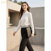 Chemisier élégant en mousseline de soie pour femme, à manches longues, boutonné, pour le bureau, chemise de travail professionnelle, hauts de mode pour femmes, fabrication sur mesure OEM