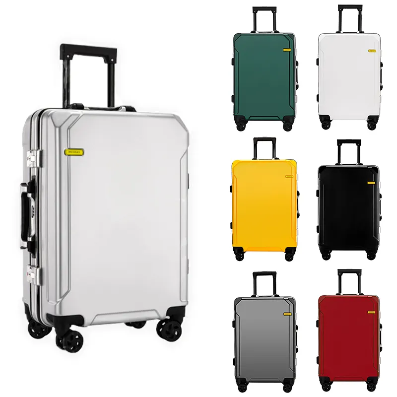 Hoge Kwaliteit Aangepaste Reistas Mannen Vrouwen Modieuze Pc Hard Shell Rits Koffer Aluminium Frame Carry On Bagage