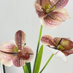 QYYM-502 3 teste orchidea europea durevole fiore artificiale decorazione di nozze di alta qualità lancio di nuovi prodotti - Product Image 3