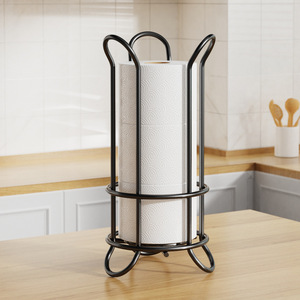 Modern Wrought Iron Punch-Free Floor Paper Towel Rack for Hotel Kitchen & Bathroom Storage - Product Image 6