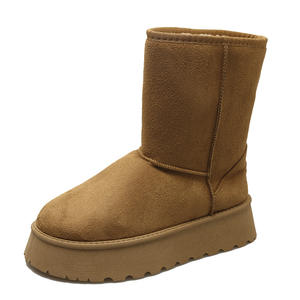 Sepatu Bot Salju Wanita Musim Gugur/Dingin 2025 Terbaru, Berlapis Bulu Tebal, Ukuran Besar, Model Klasik Dasar - Product Image 5