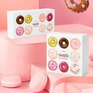 Kolay kurulum dikdörtgen Cupcake aperatif fırın kek ambalajı donut kutusu kekler için beyaz kurabiye tatlı kutuları ile pencere