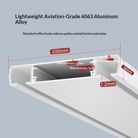 Rail de rideau double intégré en alliage d'aluminium, design monobloc luxe léger, rail droit épaissi à fonctionnement silencieux