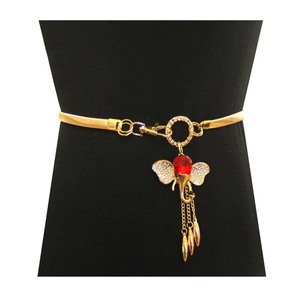 Cinturón de Cintura <span class=keywords><strong>Dorado</strong></span> y Plateado, Cadena de Metal Delgada con Resorte, para Vestidos y Faldas de Mujer, Estilo Sorority, Cinturones Golden Girl Red Elephant - Product Image 1