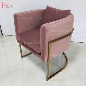 Poltrona Decorativa in Velluto <span class=keywords><strong>Rosa</strong></span> <span class=keywords><strong>Oro</strong></span> Stile Nordico per Soggiorno - Product Image 3