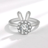 Nouveau cadeau de Pâques lapin cubique lapin anneau réglable rotatif pour femmes filles adolescents