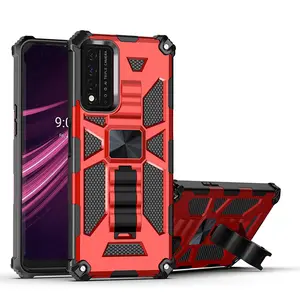 Casing Kickstand Hibrida untuk T-mobile Revvl V + 5G Oneplus Nord N200 Wiko Ride 3 Penutup Tahan Benturan Pemegang Dudukan Mobil Magnetis