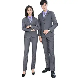 Conjunto formal masculino e feminino com 2 peças, roupa masculina e feminina profissional na cor preta, slim fit para casamento e negócios