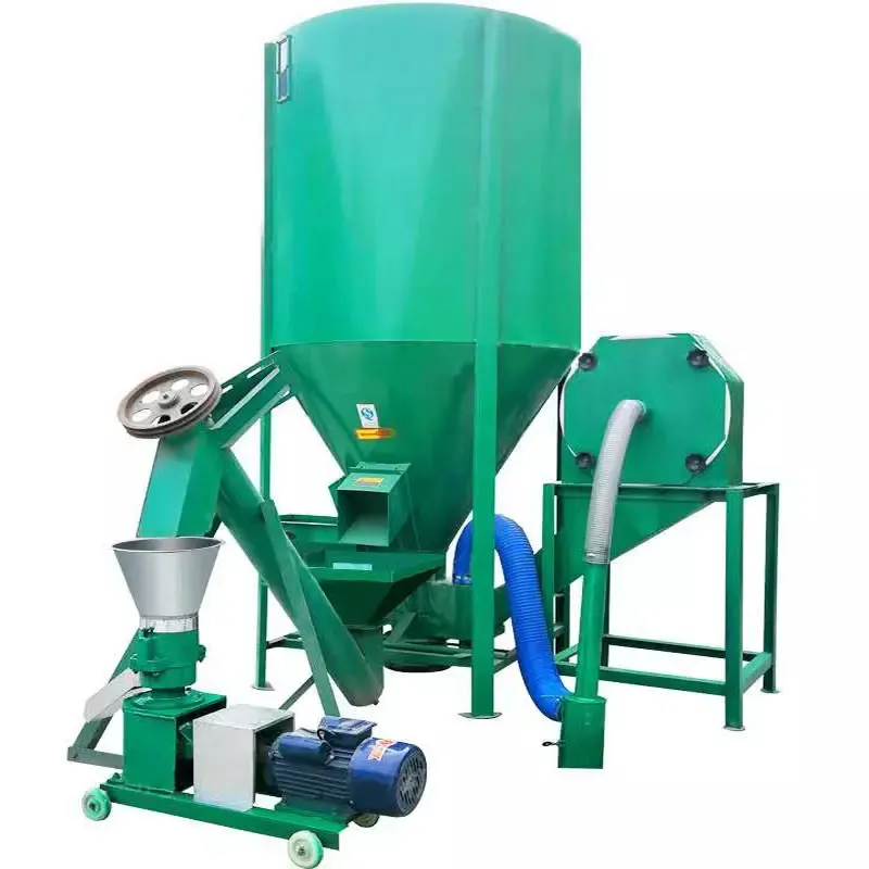 220V 380V Pellet Feed Processing Machine 500kg/h vertical mixer animal feed mixer mill crusher self-priming grain corn grinder