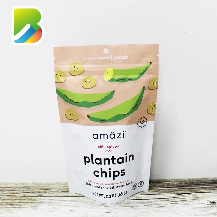 Zipper Pouch Bags Dry Fruits Water Proof Dried Food Easy-tear Plastic Customized Plantain Chips Custom Superfood Packaging Bag