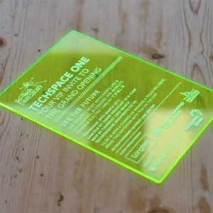 Cartão de visita fluorescente personalizado, cartão acrílico 3mm neon plástico