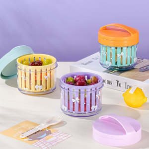 Portable <b>Food</b> Grade Fruit Washing Cup With Drain Basket Salad Container 4 Pieces Set For Fresh Produce Storage And Cleaning - Product Image 3