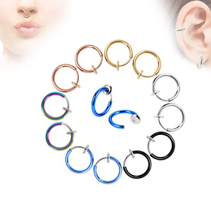 Ensemble de bijoux de faux <span class=keywords><strong>piercing</strong></span> anneau de nez à clipser/<span class=keywords><strong>septum</strong></span>/manchette d'oreille accessoires non percés pour l'art - Product Image 5