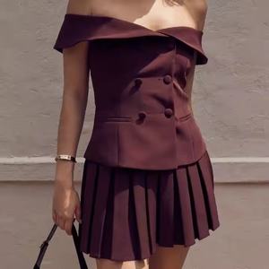 Vestido Mini Plisado Sexy sin Hombros y Espalda Descubierta, Estilo Elegante, Superventas 2025, para Mujer - Product Image 5