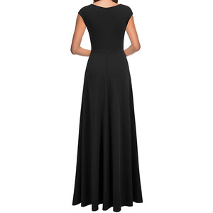 Vestido Largo de Fiesta Elegante y Sexy para Mujer, con Bolsillos, Volantes y Abertura, Vestido de Noche Negro para Damas - Product Image 2