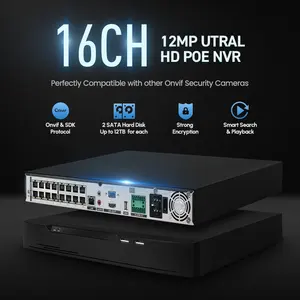 شبكة مراقبة 16 قناة 4K 8MP ذكية p2p H.265 NVR تدعم 2 SATA HDD 16ch poe nvr