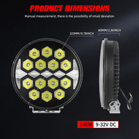 Haute puissance 140W Super lumineux rond Led projecteur 4x4 camion pare-chocs Hid phare 9 pouces voiture Led conduite lumière pour Scania