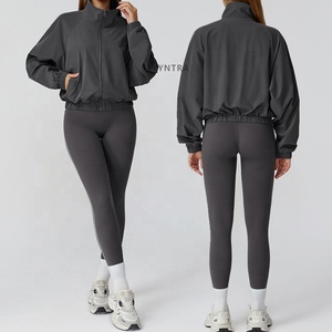 Femmes Casual Zip Stand Collar Long Sleeve Quick Drying Fitness Gym Workout Running Athletic Jackets Sport Wear <span class=keywords><strong>Sweatshirt</strong></span> Tops - Product Image 6