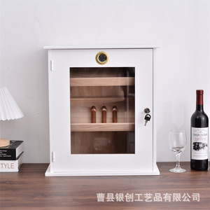 Armoire à cigares avec hygromètre, boîte de rangement en bois massif résistante à l'humidité pour usage domestique - Product Image 3