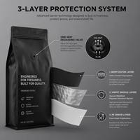 Sachet de café personnalisé imprimé 500g avec valve et soufflet, 16oz 1lb, doublure en aluminium, emballage anti-odeur pour fraîcheur, vente en gros commerciale