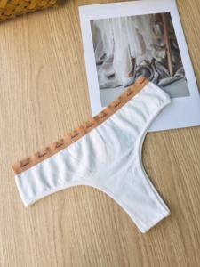 Culotte <span class=keywords><strong>string</strong></span> sexy <span class=keywords><strong>minimaliste</strong></span> confortable taille basse pour <span class=keywords><strong>femme</strong></span>, 95% COTON, sans couture, fine, unie, avec ceinture contrastante tricotée, séchage rapide - Product Image 2