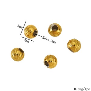 Cuentas facetadas de acero inoxidable chapadas en oro de 18 quilates de 4 mm, 5 mm y 6 mm, cuentas redondas espaciadoras para la fabricación de pulseras, accesorios de joyería. - Product Image 3