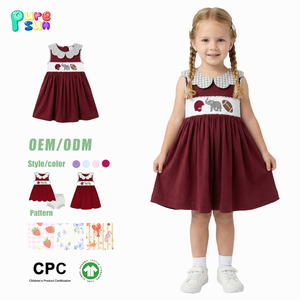 Puresun Yazlık Kız Çocuk Elbiseleri, Smocked Yaka Çocuk Giysileri, Kolsuz Nakışlı Pamuklu Özel Tasarım Kız Çocuk Elbiseleri - Product Image 1
