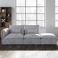 Conjunto de Sofás Seccionales Modulares de Tela, Diseño Súper Cómodo, Estructura de Madera Sólida, Combinación Libre para Muebles de Sala