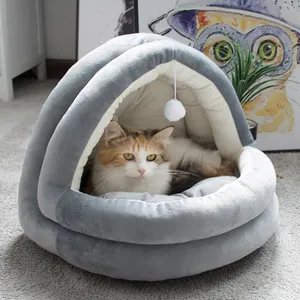批发制造商 OEM 软豪华暖垫可拆卸折叠猫床房子