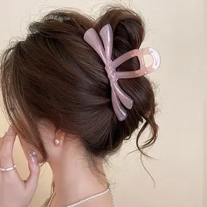 Grandes pinces à cheveux coréennes en forme de ruban pour femmes et filles, barrettes douces en acrylique, pinces requin, pinces à cheveux, accessoires pour queue de cheval - Product Image 3