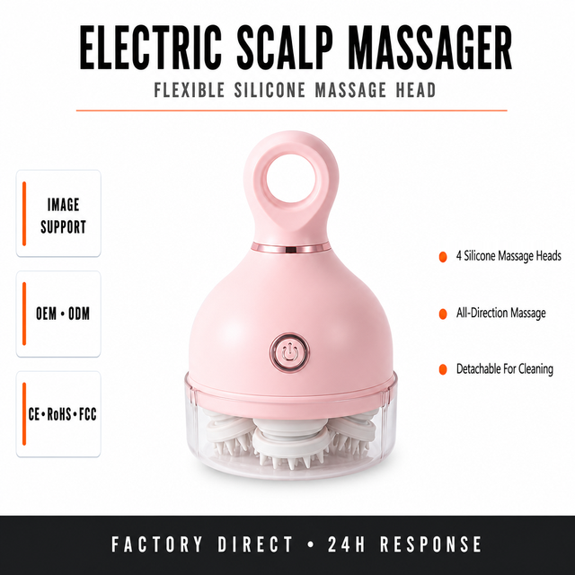 Factory Wholesale Waterproof Electric Head Massager Handheld Scalp Massage Meridian Brush for Stress Relief