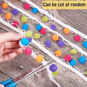 Boule de pompon en tissu, 5 pièces, bricolage artisanal, pompon arc-en-ciel, garniture frange, dentelle pour robe, jupe, rideau d'extension - Product Image 3