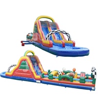 Très drôle et beau parcours d'obstacles gonflable géant bon marché avec toboggan pour enfants et adultes vente