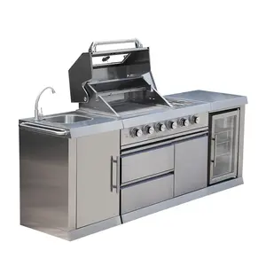 JY-411 profesyonel tasarım 304 paslanmaz çelik açık barbekü mutfak dış mekan mobilyası dolapları modüler açık mutfak