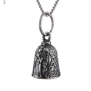 Car Biker Motorcycle Bell Key Chain Heart Cross Feather Wings Angel Bell Key Chain Necklace for Good Luck on the Road Guardian - Product Image 5