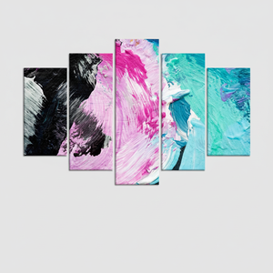 Abstract Brushstroke <b>Canvas</b> Art: Vibrant Tempered Glass <b>Wall</b> Decor Print,SET OF 5 MIX <b>CANVAS</b> - Product Image 2