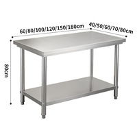 Commerciële keukenuitrusting 304 roestvrijstalen werktafel zware werkbank werktafel industriële constructie voor restaurants