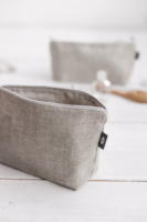 Sac de maquillage en lin blanc personnalisé en gros, grand format, écologique, sac de toilette bio pour femmes et hommes.