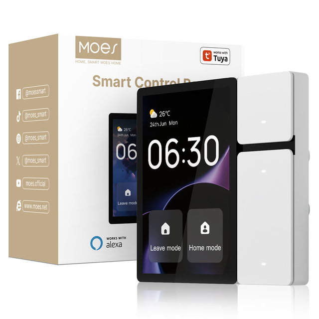 MOES Tuya WiFi 3.5-inch Smart Control Aluminum Panel Zigbee Tuya Smart Light Switch