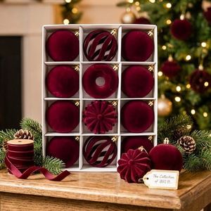 Boules de Noël personnalisées XM0212A, style nordique minimaliste, 2 couleurs, velours rose doux au toucher, incassables, floquées, à suspendre à l'arbre - Product Image 4