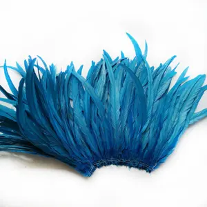 Top Sale Natural and bleached Dyed 40-45cm Rooster/Cock tail Feather Strung for Garment Decoration