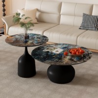 Ensemble de tables basses en pierre microcristalline translucide de design italien pour le salon, table d'appoint moderne minimaliste
