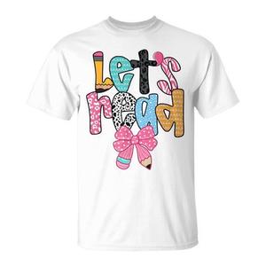 Camiseta Lets Read Reading Teacher Back To School Literacy Pencil Bow - Product Image 1