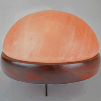 Lampe de sel de l'Himalaya à double dôme élégante 2025, base en bois sculptée à la main pour une décoration intérieure naturelle et une ambiance cadeau
