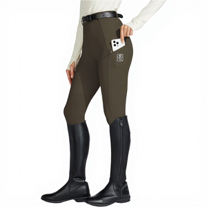 กางเกงขี่ม้าผู้หญิง กางเกงขี่ม้าแบบมีแผ่นรองเข่า กางเกงขี่ม้าทรงสกูลทีท กระเป๋าซิป - Product Image 1