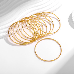 Gold Geometric Stackable <b>Bangles</b> <b>Set</b> For Women Everyday Wear Metal Plated Jewelry - Product Image 4